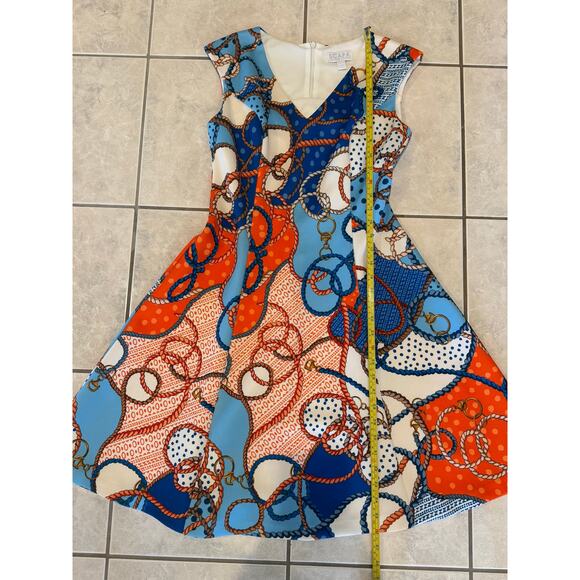 SCAPA Lauren Perre Multicolor V-Neck Sleeveless A Line Stretch Short Dress Sz S - Picture 5 of 6